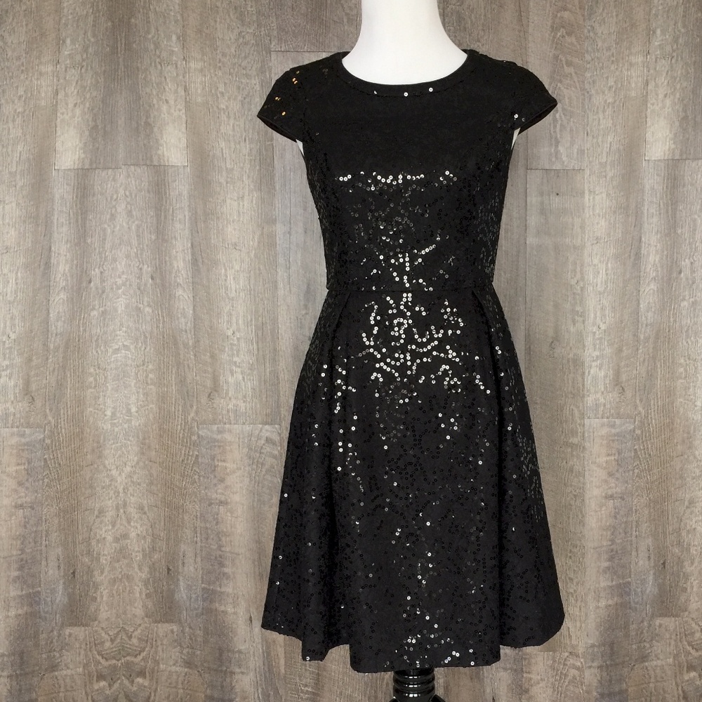 Clavin Klein Black Sequin Evening Dress Sz2